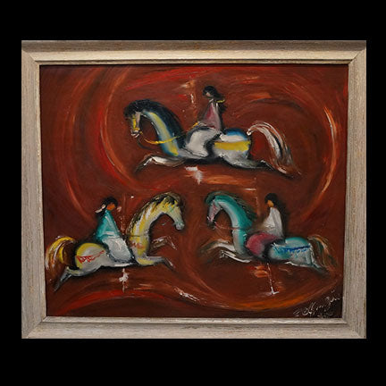 Original Oil on Canvas: Three Carousel Horses