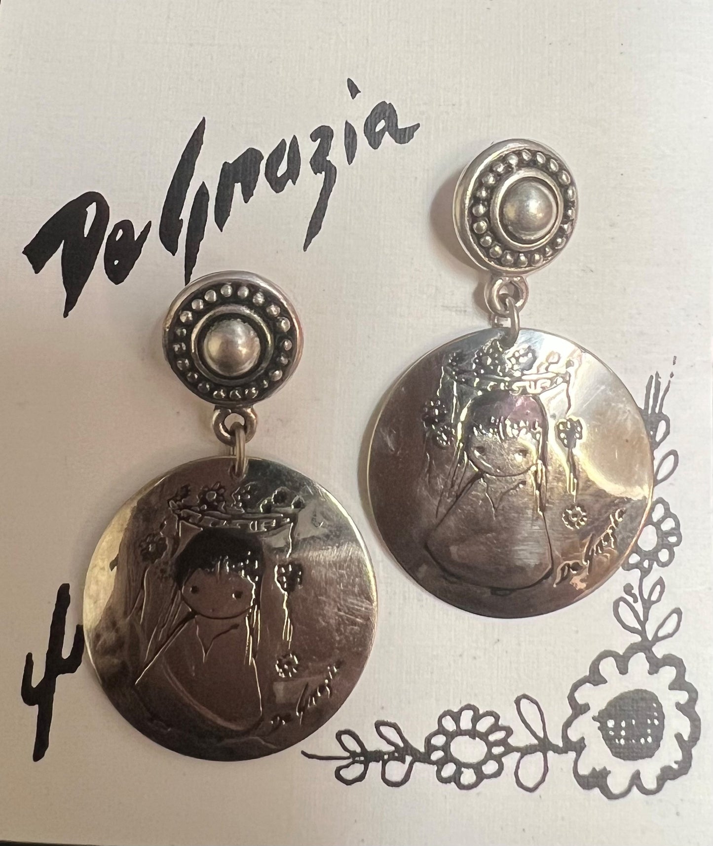 Earrings: Girl with bowl on her head