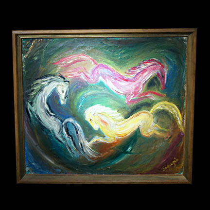 Original Oil Painting: Three Horses