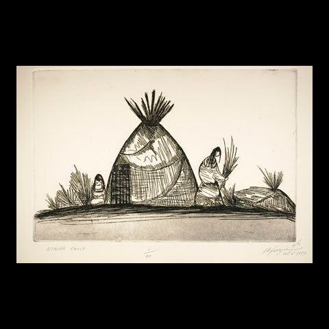 Etching: Black & White Apache Camp