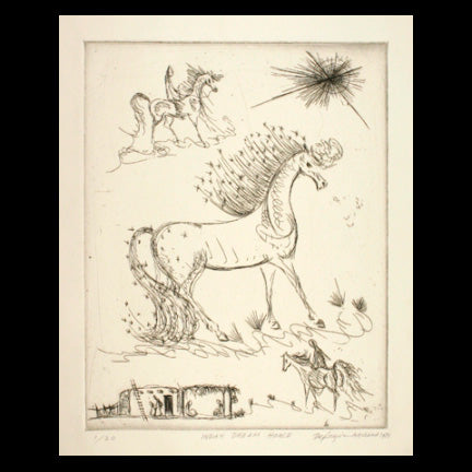 Etching: Black & White Indian Dream Horse