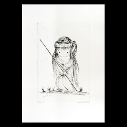 Etching: Black & White Navajo Boy