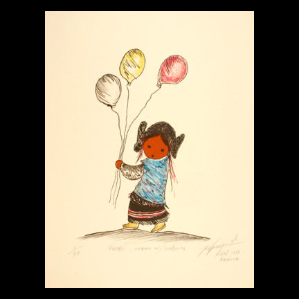 Lithograph: Pueblo Indian with Balloons