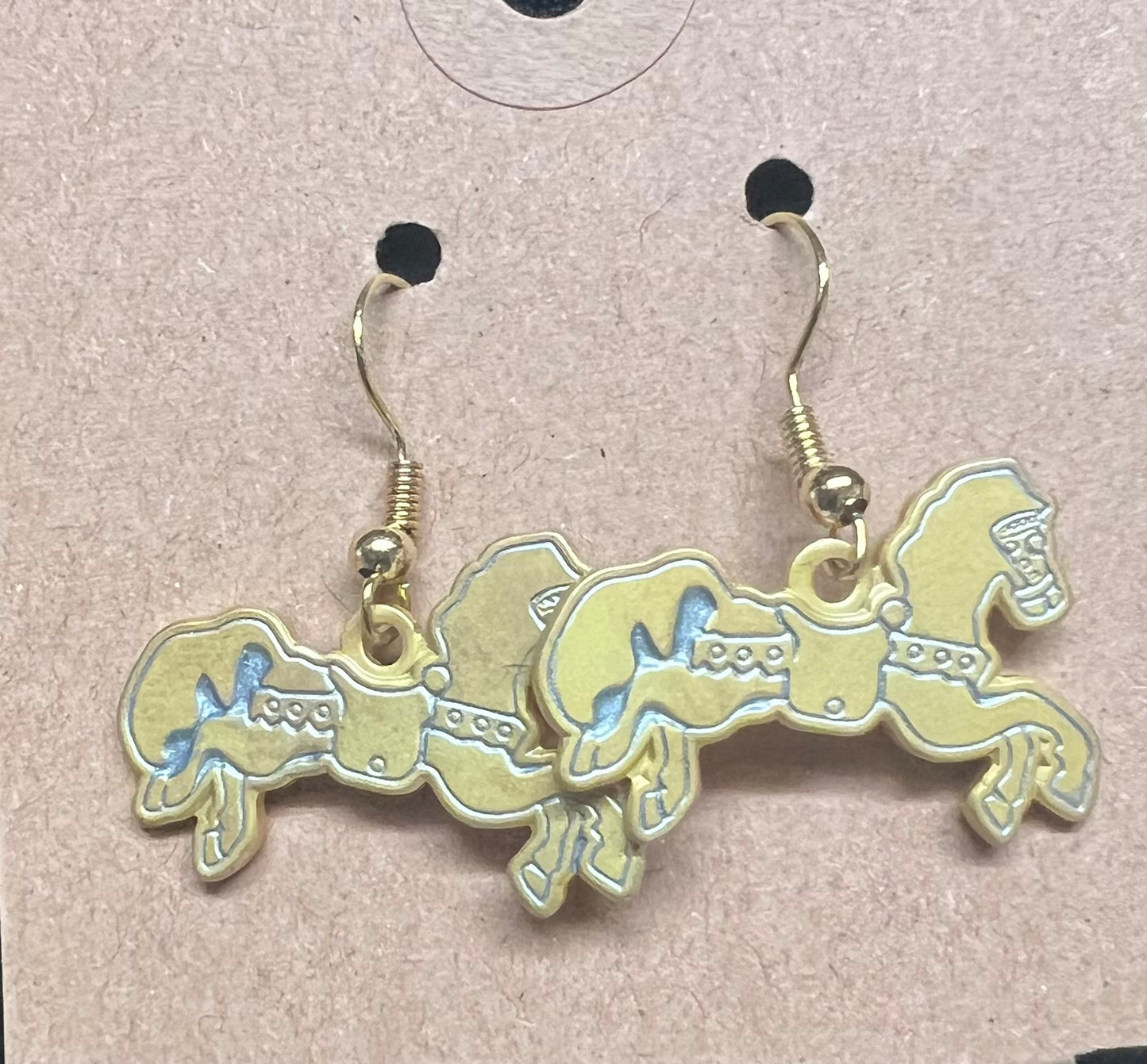 Earring: Wire Dangle Carousel Horses