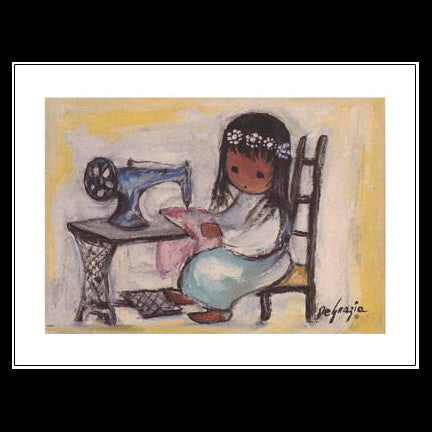 Small Notecard: Girl with Sewing Machine