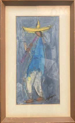 Hand Painted Screen Print: Mariachi in Blue