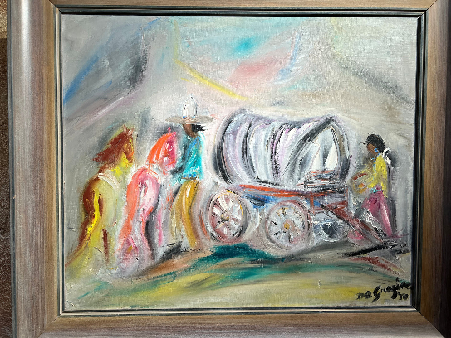 Original Oil on Canvas: Wagon Camp