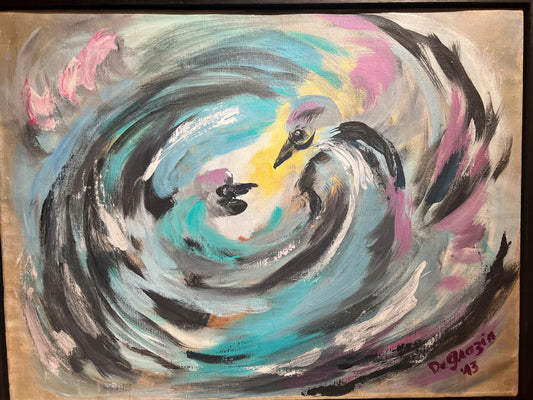 Original Oil on Canvas:  Pelea de Gallos