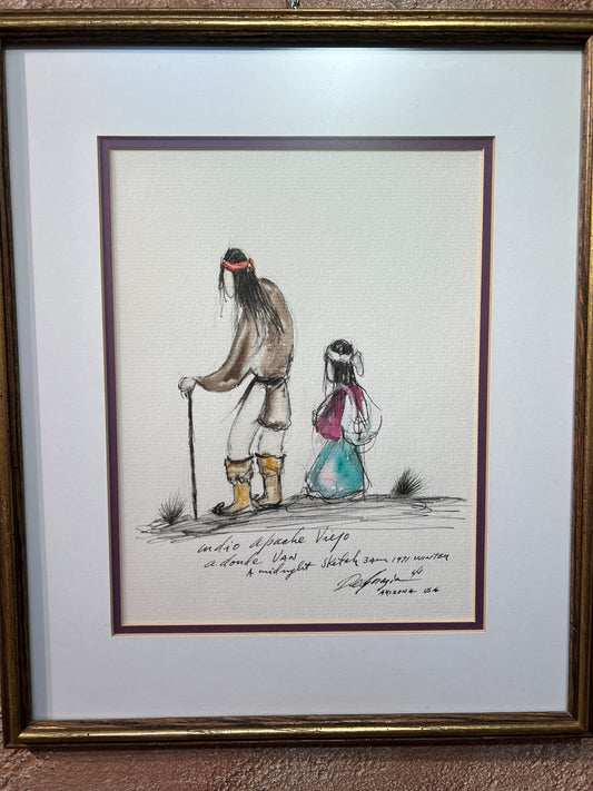 Watercolor Midnight Sketch: Indio Apache Viejo