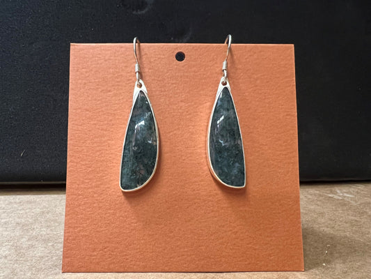 Earrings: Sterling Silver Moss Agate