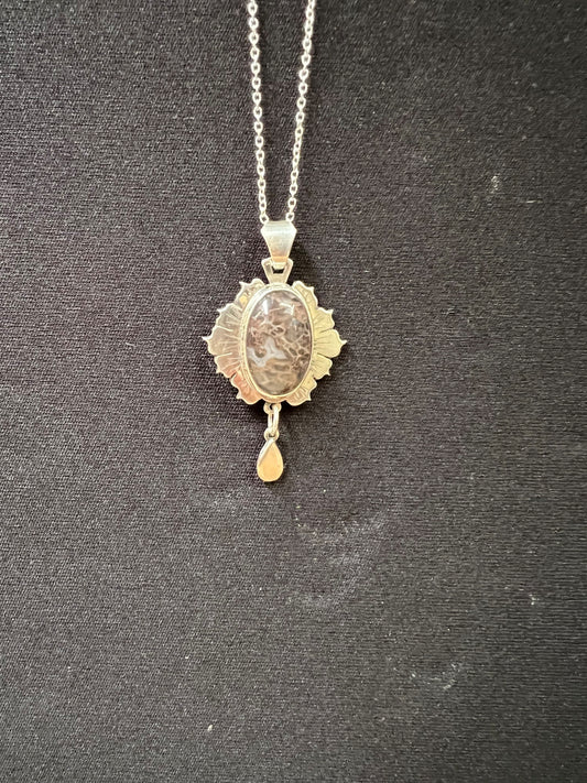 Necklace: Sterling Silver Moss Agate