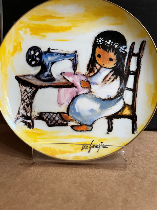 Plate: Girl with Sewing Machine