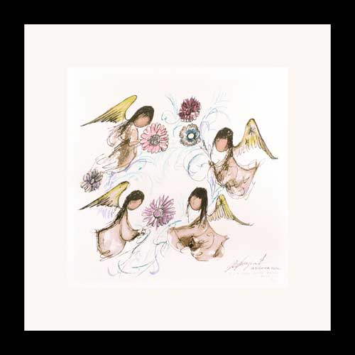 Serigraph: Four Angels with Flowers