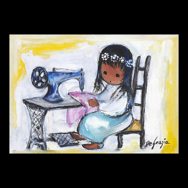 Print: Girl with Sewing Machine