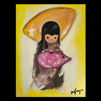 Print: Girl with Piggy Bank