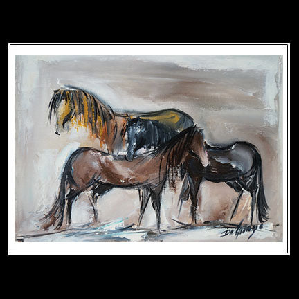 Small Notecard: Three Horses