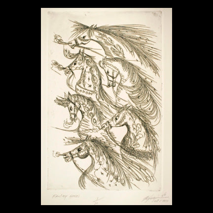 Black & White Etching: Fantasy Horses