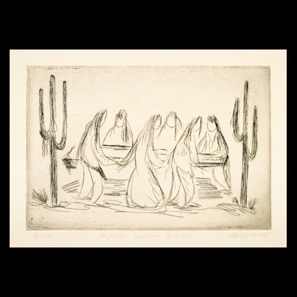 Black & White Etching: Papago Indian Burial