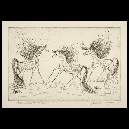 Etching: Black & White Three Dream Horses