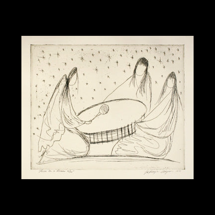Black & White Etching: Three on a Drum